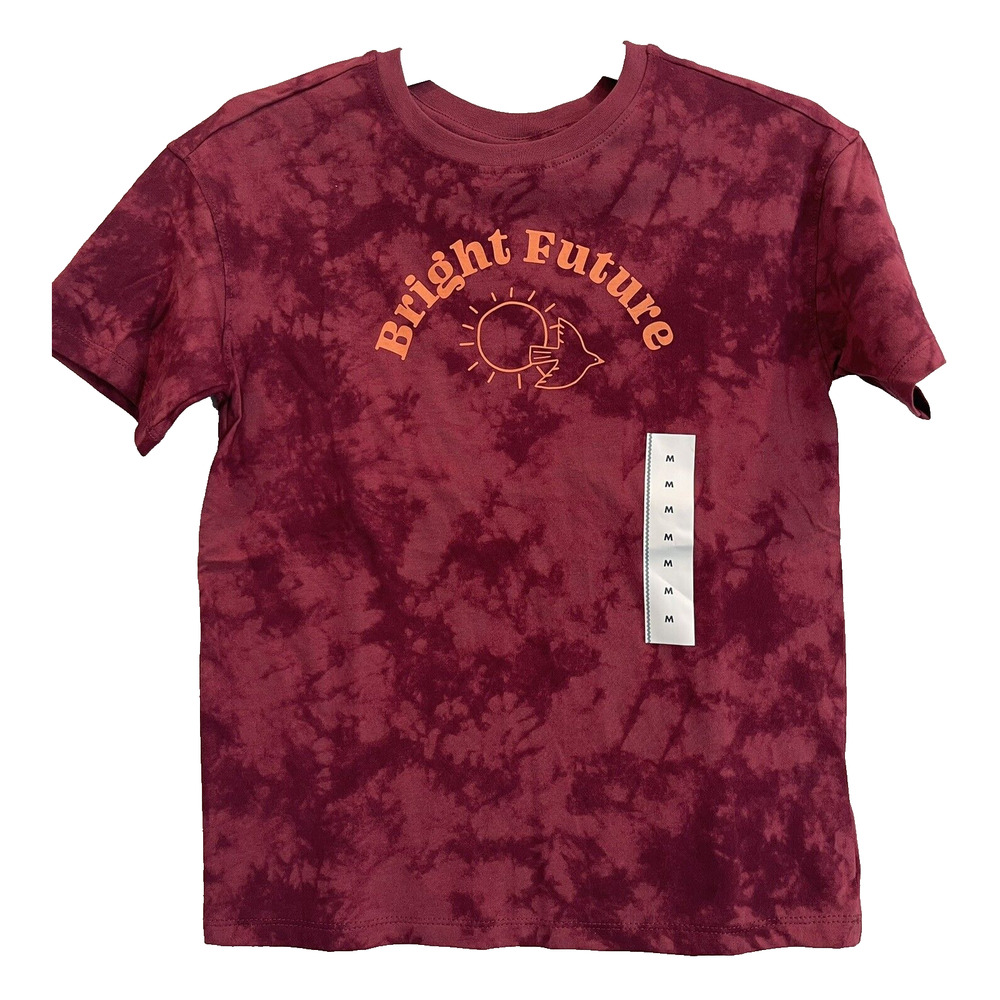 Cat & Jack Kids T-Shirt Size Medium Maroon Tie Dye "Bright Future" ✨NEW✨